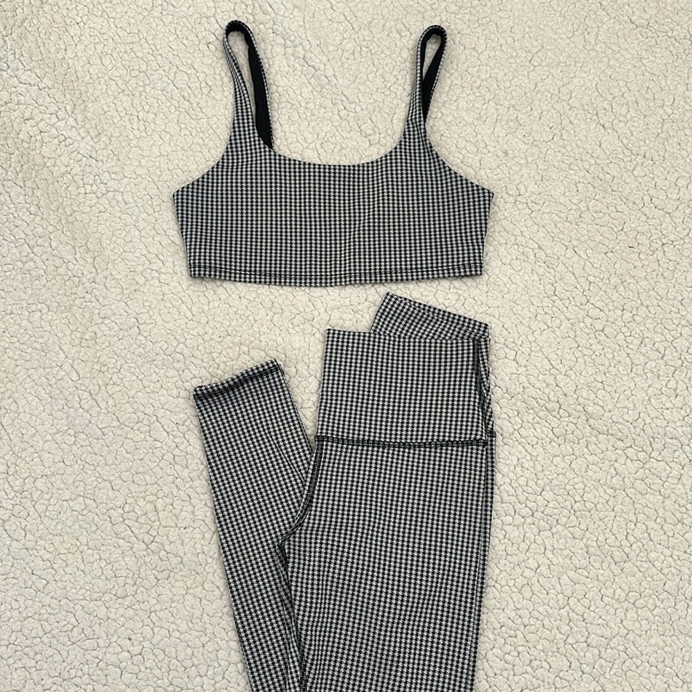 Alo Micro Houndstooth Leggings & Sports Bra Set
